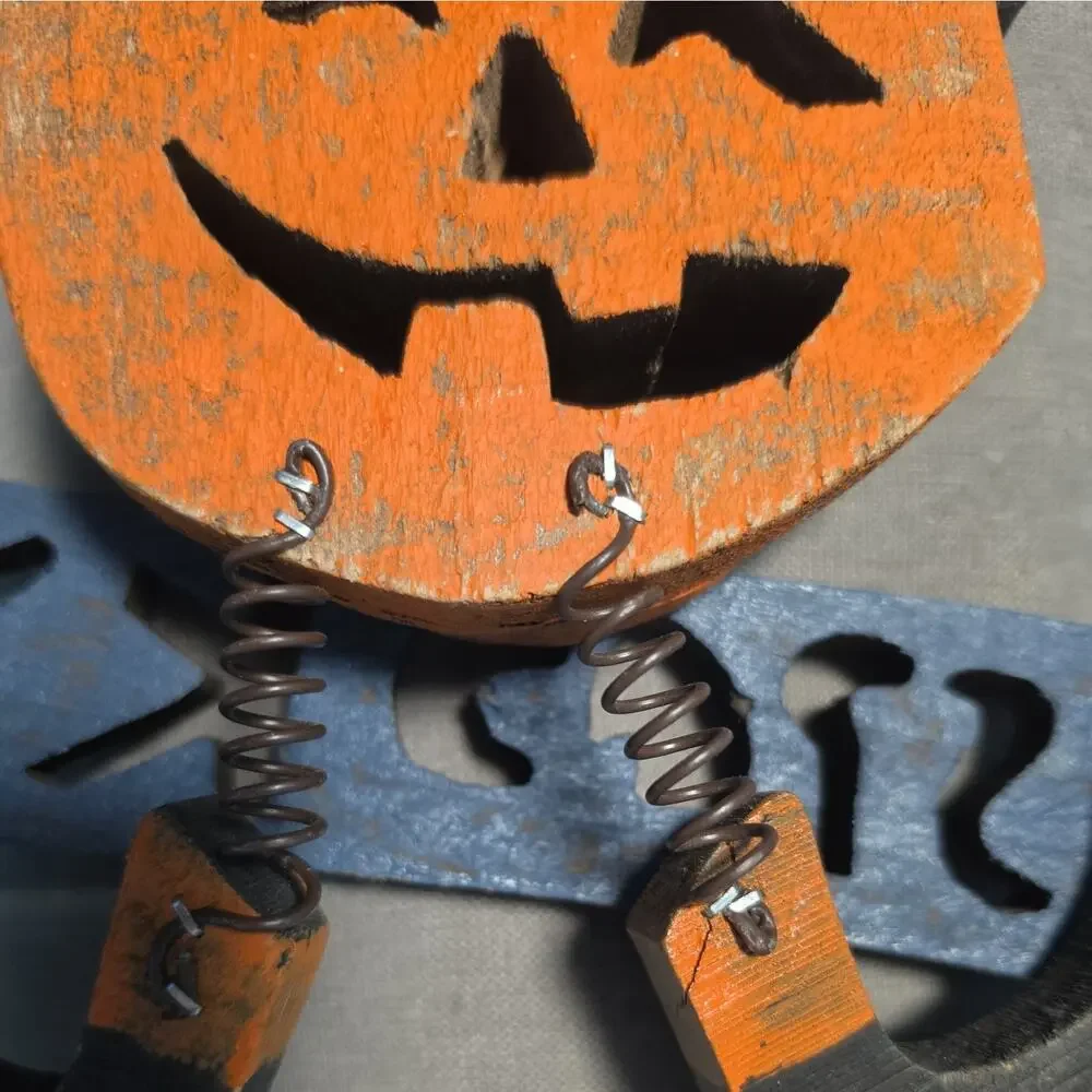 Vtg Wooden Halloween Whitchy Jack-o Lantern Wall Hanging Spooky Hollow 13”